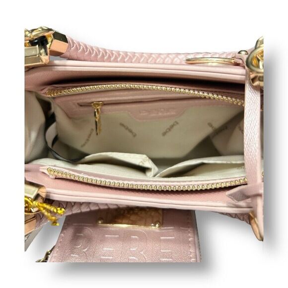 Bebe Alexandra Mini Satchel Gift Set Blush Shine Pink Logo Faux Leather NWT - Picture 10 of 14